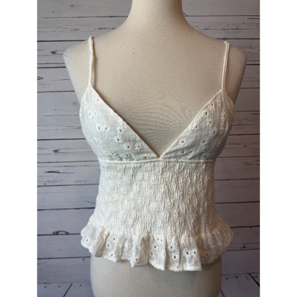 Zara Tops - Zara Shirt Lined cami tank top Medium Blouse Ruffle Peplum Lace Y2K 80s NWT Boho